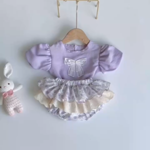 BG22 Bộ quần áo cho bé gái sơ sinh RIOKIDS áo thun cộc tay chân váy cho bé đầy tháng