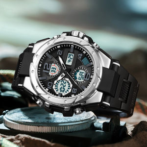 นาฬิกาเรืองแสง LED หน้าปัดขนาดใหญ่ที่ดูดีสำหรับผู้ชาย ผู้หญิง และวัยรุ่นพร้อมปฏิทินคู่ นาฬิกาปลุก นาฬิกาจับเวลา กีฬากลางแจ้ง นาฬิกาดิจิตอลและอนาล็อกแบบจอแสดงผลคู่