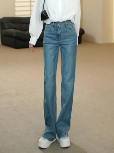 MANMI | Quần Jeans Xanh Retro Ôm Cao