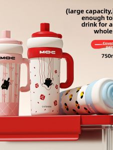 BIZE | Aesthetic Ceramic Inner Lining Insulated Ice Cup for Students and Cars