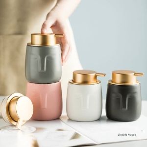 Elegant European Style Ceramic Lotion Dispenser 350ml with Press Pump - Contemporary Bathroom Soap & Shampoo Container