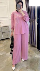 Aru setelan celana panjang wanita muslim kaos knit rajut import terbaru terlaris termurah cod