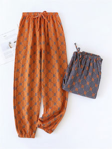 Pure Cotton Flannel Sleepwear Pants Mens Spring Autumn Loose Long Pants Thin Straight Mosquito Proof Air Conditioning Home Pants