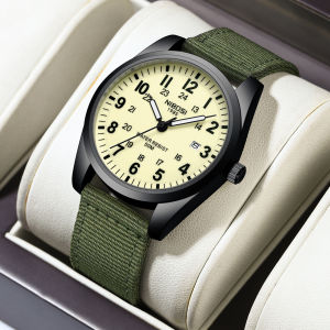NIBOSI Mens Watches Luminous Hands Clock Luxury Military Sports Calendar Quartz Wristwatch Men Casual Nylon Watch Reloj Hombre