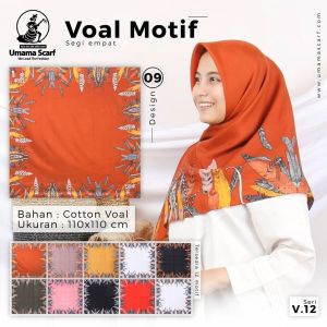 HIJAB SEGI EMPAT UMAMA VOAL MOTIF 03 / UMAMA SCRAF JILBAB SEGIEMPAT MODEL VOAL MOTIF 09 V.12 / UMAMA SQUARE HIJAB WANITA BAHAN COTTON VOAL UKURAN 110 X 110 CM