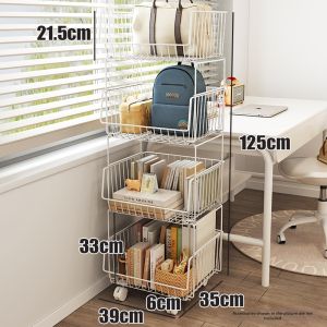 QIMAHUANGZI | Storage Rack Book Bag Organizer with Wheels Double Layers