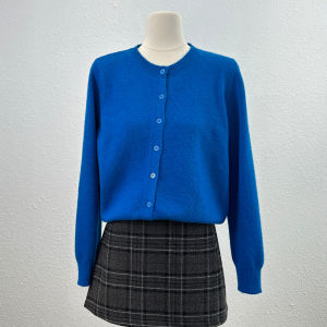 เสื้อคาร์ดิแกนถักสีแดง ทรงหลวม แขนยาว ปกติ คอกลม เสื้อคลุมกันหนาวสำหรับผู้หญิง แฟชั่นฤดูใบไม้ร่วง/ฤดูหนาว เสื้อคลุมกันหนาวแบบเดี่ยว ปกติ