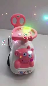 [Miễn ship] Xe lắc chòi chân con heo  con thỏ thỏ cute cho bé có nhạc + thùng đồ + tựa lưng