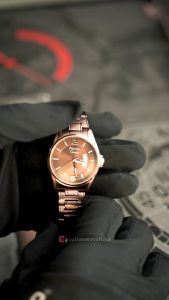 Jam Tangan Wanita Alexandre Christie Classic Steel AC 8684 LDBROBO Brown Dial Brown Stainless Steel Strap