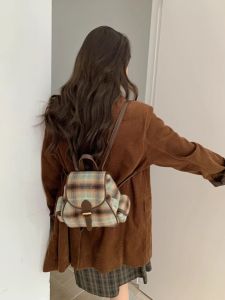 Túi Đeo Vai Kẻ Caro Nhung Cổ Điển Màu Trắng Xanh Lá Cây Cho Nữ Túi Đi Làm Đơn Giản Đa Năng Túi Học Sinh Túi Đeo Vai Đôi