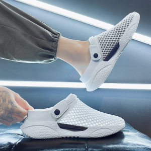 Summer Youth Trendy Driving Thick Bottom Anti-Slip Half Slippers Sports Sandals Beach Wearable Office Clog Shoes Open-Toe Slippers