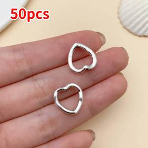 30/50 Chiếc Hạt Kim Loại Hình Trái Tim Ngôi Sao Màu Bạc Cổ Điển Hạt Cách Điệu Rời Dùng Làm Đồ Trang Sức Tự Làm Vòng Cổ Vòng Tay Phụ Kiện