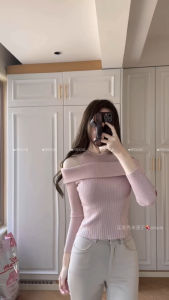 เสื้อสเวตเตอร์ถักสีชมพูแขนยาวสไตล์เรียบง่ายสวมหัว ทรงสลิมฟิต ผ้าโพลีเอสเตอร์ผสมคอตตอน ผลิตในจีน