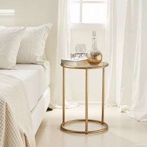 Quanchen Decorative Scandinavian Modern Simple Coffee Table Sofa Glass Side Table Corner Table Iron round Mini Side Table