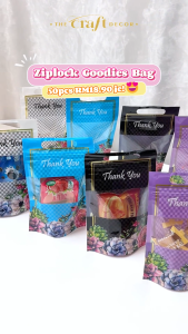 The Craft Decor 50pcs Thank You Resealable Gift Bag With Handle | Zip Lock Zipper Candy Plastic Goodies Bag | Bakery Cookies Packing Bag
