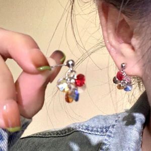 Dopamine Colorful Grape Bead Tassel Earrings 2025 New High-End Sensation Small Design Elegant Versatile Ear Studs