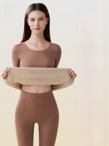 miiow | Thickened Wool Silk Thermal Underwear Set Womens Fleece Lined Base Layer Autumn Clothes Warm Sweet Style Inner Wear MiiOW