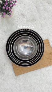 Mama Cooking - ชามสแตนเลสเกาหลีเรียบ หนา 2 ชั้น ถ้วยสแตนเลสเกาหลีเรียบ ขนาด 11.5 13.5 15.5 17.5 19.5 ซม.