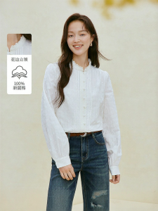 INMAN | French Lace Collar Embroidered Long Sleeve Shirt