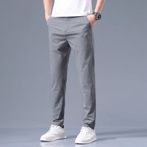 ROMON | Summer Lightweight Quick-Dry Ice Silk Slim Fit Straight Trousers for Business