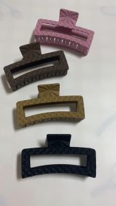 NEW Oversize Square Hair Claws Matte Frosted Plaid Plastic Solid Color Clip For Thick Long Hair 13cm