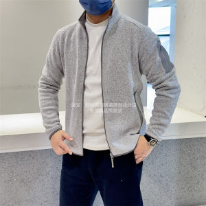 Outdoor Knitted Jacket with Pockets Stand Collar Warmth Guaranteed Youthful Style for All Seasons Wood Giant 1800+ Tech Pressed