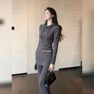 DANTING | Hooded Grey Womens Two-piece Outfit