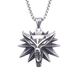 Stainless Steel Medieval Triple Wolf Head Pendant Necklace Men Women Vintage Fantasy Guardian Protection Amulet Jewelry Gift Dro