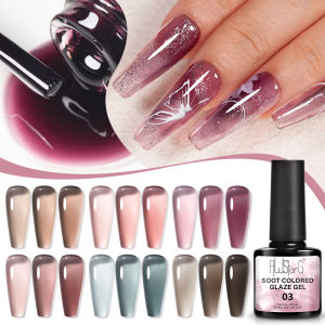 Awstorg7.5ml bồ hóng màu men Sơn móng Gel 6 màu sắc bán làm móng nghệ thuật trong suốt ngâm tắt đèn LED UV thạch móng tay Nude Gel véc ni