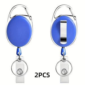 Retractable Badge Reel Holders Metal Heavy Duty With Carabiner Belt Clip And Key Ring For ID Card Name Holder And Keychain