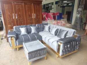 SOFA L KERUT KAKI BESI BANTAL 5 FULL BUSA FREE ONGKIR SERANG KOTA