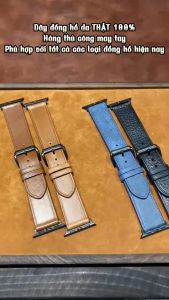 Dây đồng hồ AW simple handmade da bò màu đen nâu xám tan size AW38/40/41/42/44/45/49