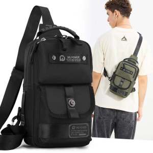 New Mens Fashion Brand Chest Bag Large Capacity Multi-Pocket Waist Bag Casual Sports Crossbody Bag for Outdoor Travel