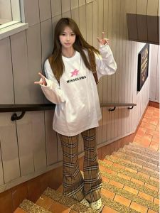 2024 New Arrival Best Selling Plus Size Shoulder Heavy Weight Long Sleeves T-Shirt Female Early Autumn Pure Cotton Ins Preppy Style Fashion Brand Top