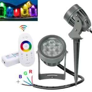 4 Line External Control RGB LED COB Garden Lighting Spiked Lawn Lamp Waterproof Lighting LED Lighting Garden Path Spotlights 9W DC12V