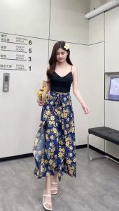 SKAI Floral Overlap Summer Square Pants (High Quality)/Vacation Beach Skirt Beach Pants
