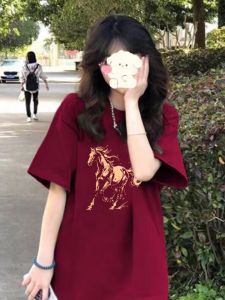 XINDADANG | Loose Printed Red Chinese Fashion T-Shirt