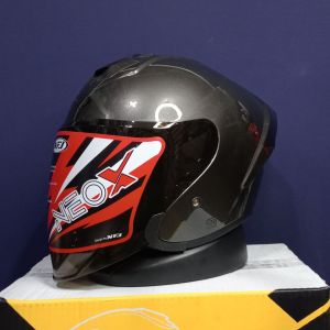HELM NFJ NEO X GUNMETAL PAKET GANTENG KEKINIAN GRATIS STIKER HELM MURAH BERKWALITAS