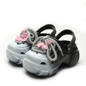 Love Pattern Thick Bottom Heightening Summer Outdoor Womens Sandals Fashionable Hole Shoes Casual High Heel Daily Wear EVA Material