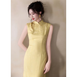 Luxurious Chinese Style Off-White Cheongsam Dress