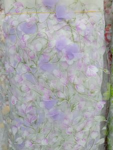 bahan organdi motif 3D tridi terbaru bunga cod mewah.