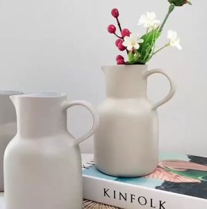 แจกัน แจกันดอกไม้ แจกันดอกไม้เซรามิค แจกันมินิมอล สูง 7.5 นิ้ว - 9.5 นิ้ว สีขาว สำหรับ ตกแต่งบ้าน คาเฟ่