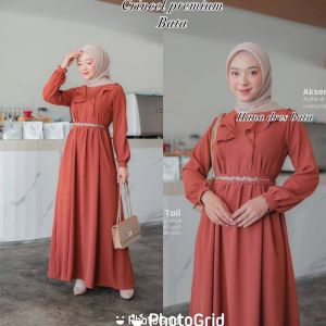 Crincel Premium Grade A Gamis Gaun Kondangan prewedding Tunangan Gamis Gaun Lebaran O