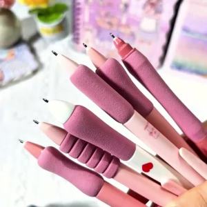 6 Cái/bộ Kawaii Soft Grip Gel Pens Set 0.5mm Mực Đen Có Thể Thu Vào Bút Viết & Ký Tên Dành Cho Học Sinh Đồ Dùng Học Tập & Văn Phòng
