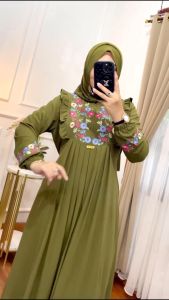Dres Gamis Payet Mewah Elegan Wanita Terbaru Bahan Crinkle Airflow Premium Busui Friendly