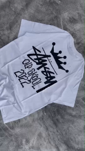 Kaos Stussy Gangstarr - tshirt stussy - kaos pria - tshirt pria - baju pria - kaos pria stussy  OLD SKOOL PUTIH