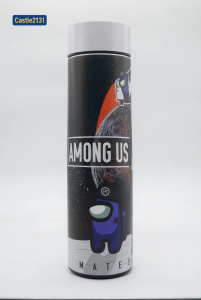 Among Us Cartoon Thermos Bottle 500ml LED Temperature Display Vacuum Flask Stainless Steel Insulated Water Bottle with Touch Screen for Kids School Travel Hot Cold Drinks