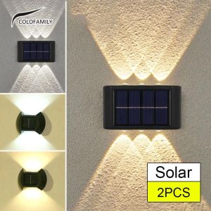 2PCS Solar Light Waterproof Solar Led Light Outdoor Solar Wall Light for Courtyard Street Landscape Garden Decor Wall Lamp