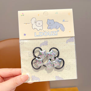 Childrens Elastic Hair Bands Silver Star Heart Polka Dot Sweet Princess Hair Accessories Girls Baby High Elasticity Thumb Circles