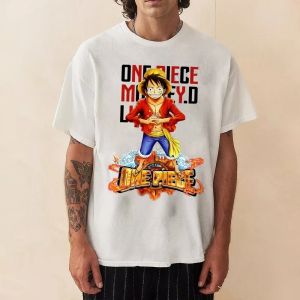 One Piece Mens T-shirt Monkey D. Luffy Summer Japanese Anime Autumn Boys Childrens Short-sleeved Basic Brand Parent-child Wear